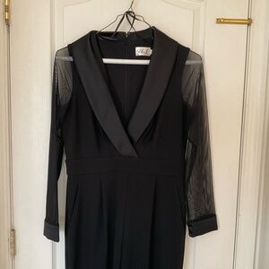 Eliza J Black Jumpsuit with Sheer Long Sleeves